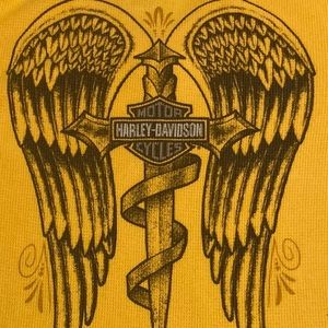 Harley-Davidson Yellow Top with Black Winged Design